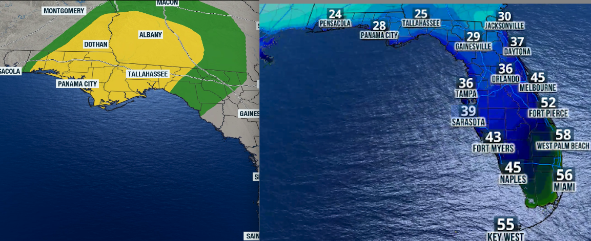 Severe storm risk for the Panhandle as the cold front moves closer