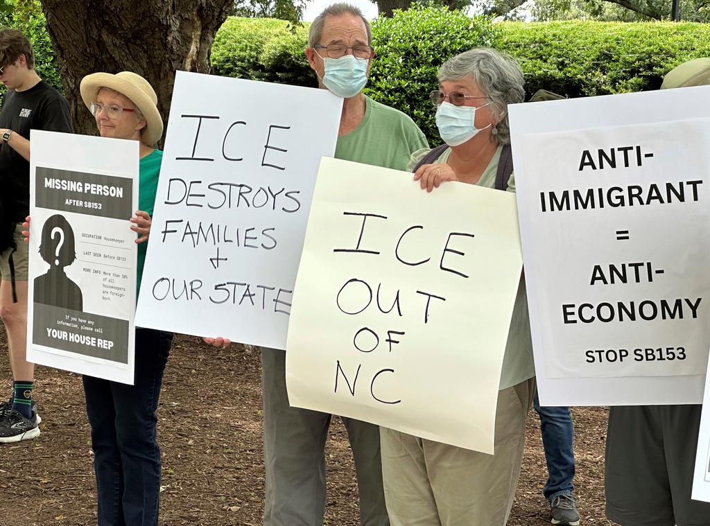AP wire photo accompanying coverage of North Carolina's new sanctuary-city law.