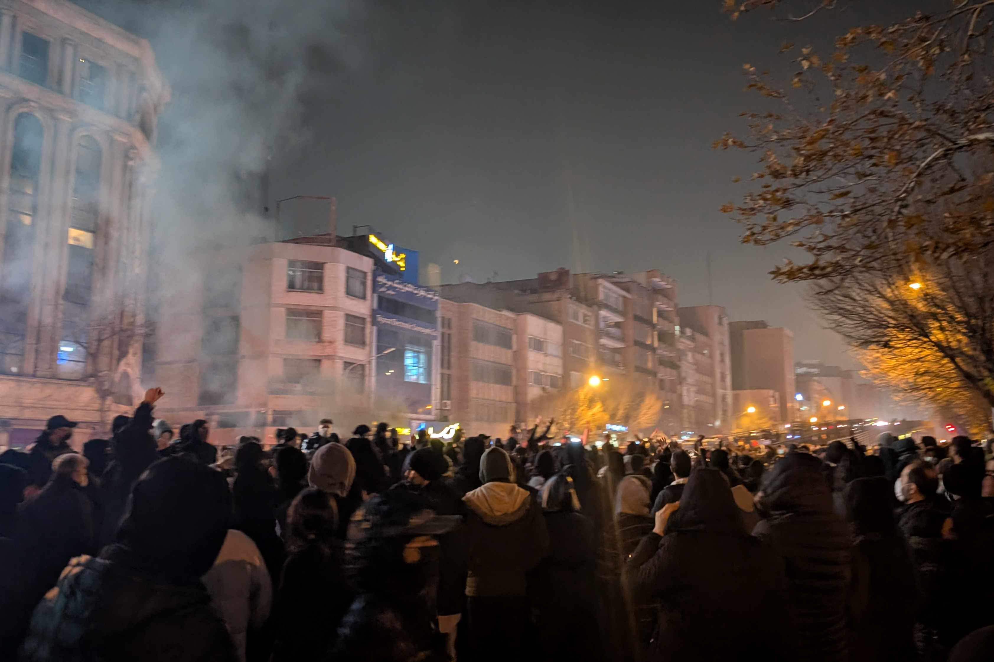 Iranian protesters gather on ​Enghelab ⁢(Revolution) street during a presentation in Tehran,Iran,on Jan. 8, 2026.
